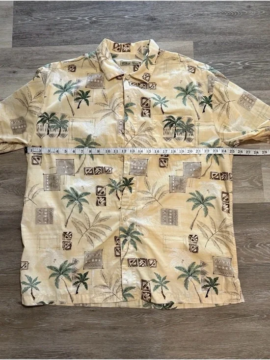 Batik Bay Men's Hawaiian Tropical Print Short-Sleeve Shirt - Cream Palm Size XL - Picture 4 of 9